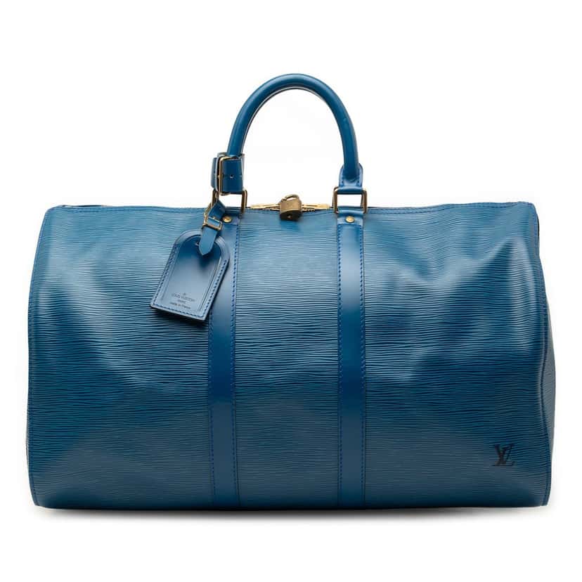 Louis Vuitton Epi Keepall 45 Blue Leather Very good condition - Front View