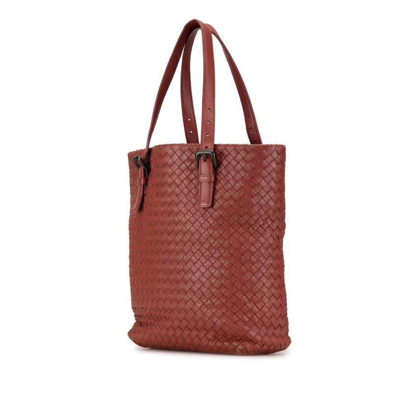 Bottega Veneta Intrecciato Tote Red Leather Good condition - Back View