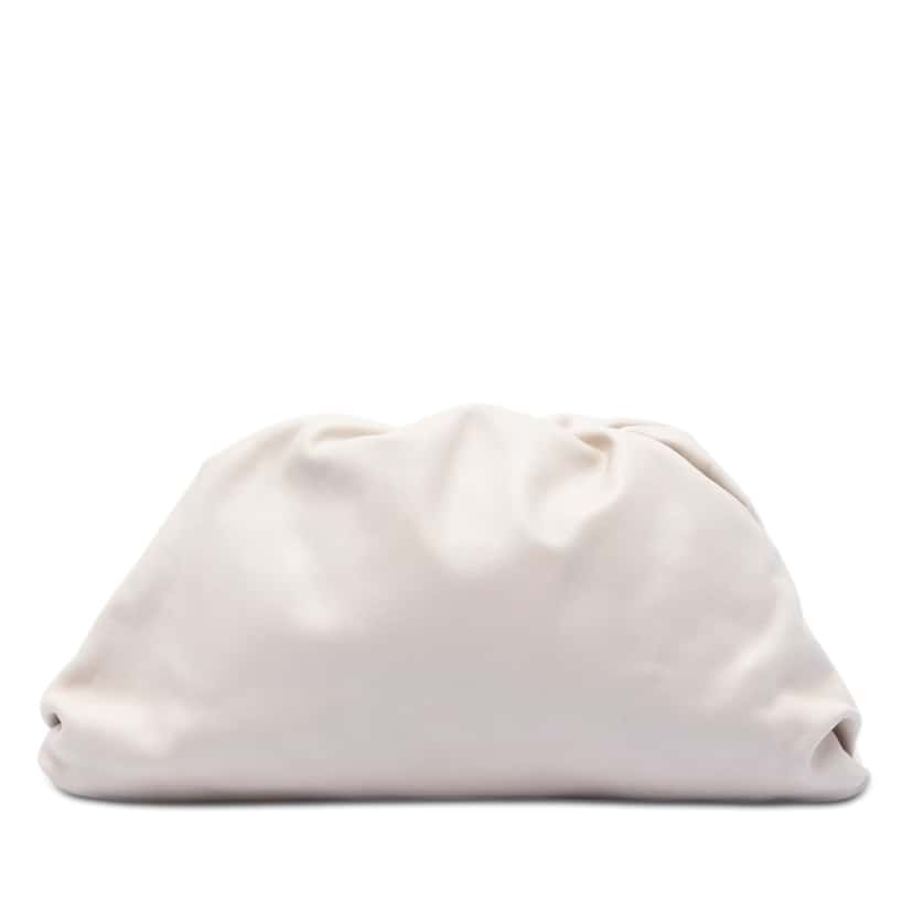 Bottega Veneta Lambskin The Pouch White Leather Very good condition - Front View