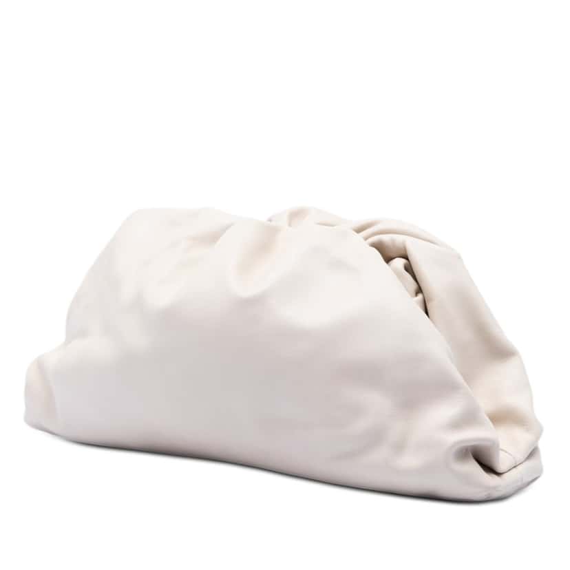 Bottega Veneta Lambskin The Pouch White Leather Very good condition - Back View