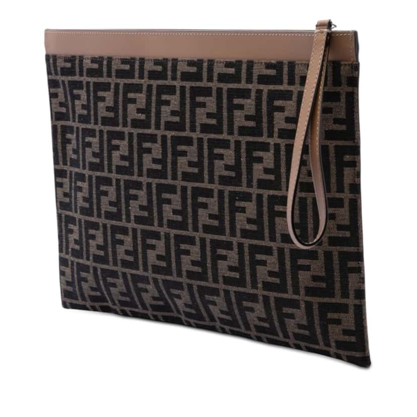 Fendi Large Zucca Canvas Flat Pouch Brown Very good condition - Back View