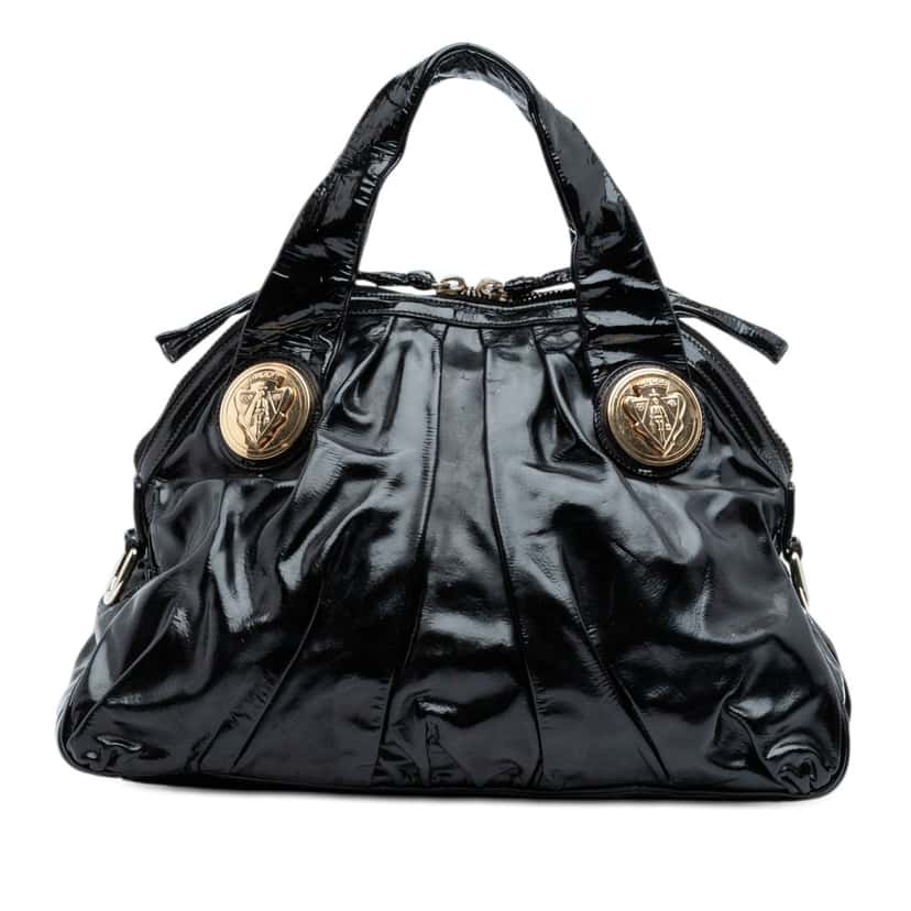Gucci Large Patent Hysteria Satchel Black Leather Very good condition - Front View