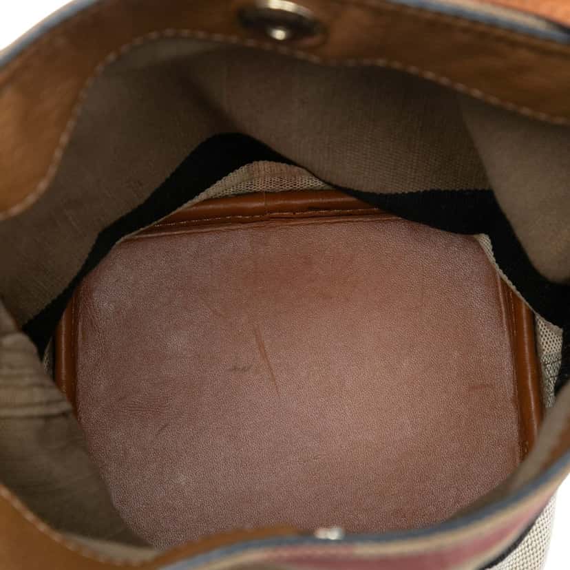 Burberry Mini Mega Check Canvas Ashby Tassel Bucket Bag Brown Very good condition - Model View