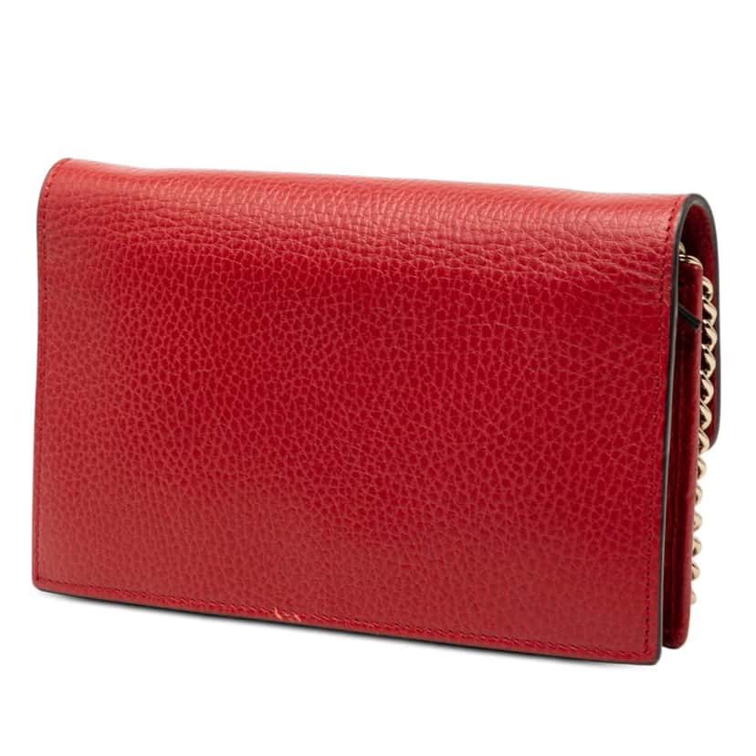 Gucci Dollar Calfskin Interlocking G Wallet on Chain Red Leather Very good condition - Back View