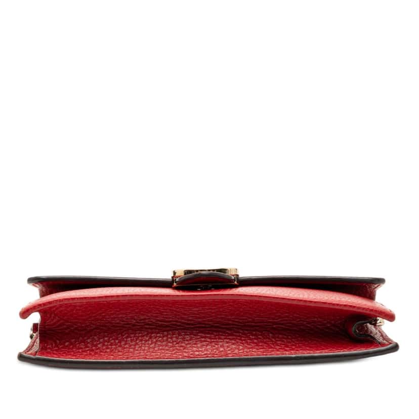 Gucci Dollar Calfskin Interlocking G Wallet on Chain Red Leather Very good condition - Inside View