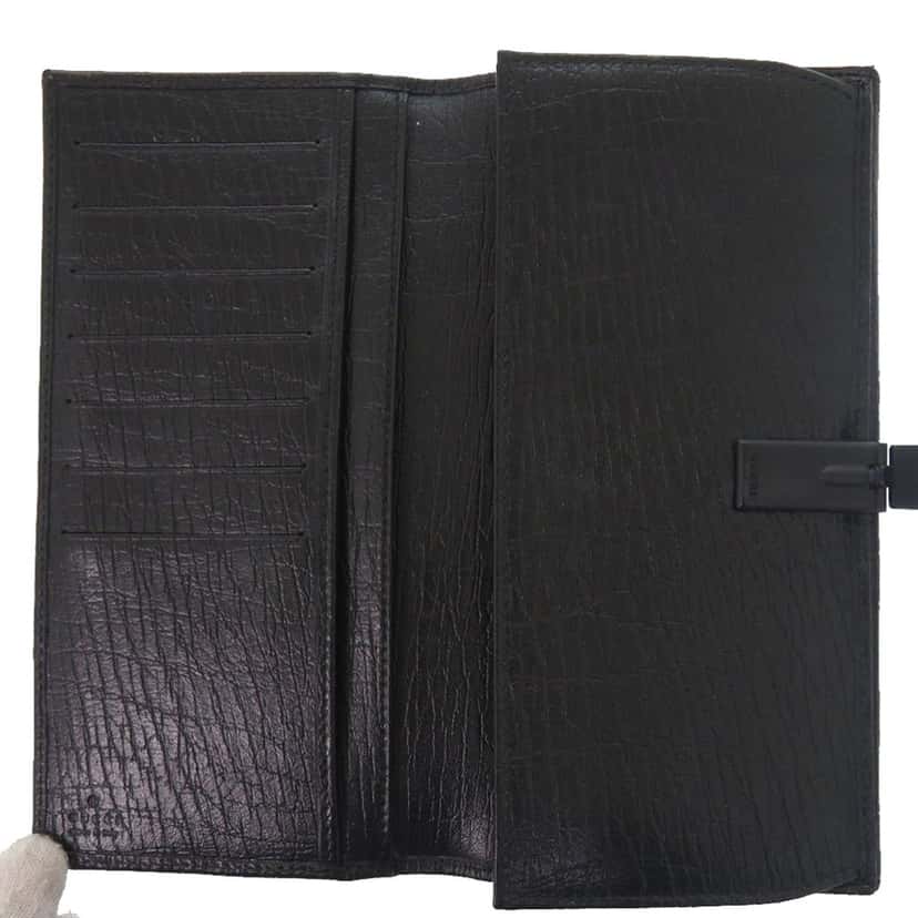 Gucci Textured Leather Bamboo Long Wallet Black Leather Very good condition - Inside View