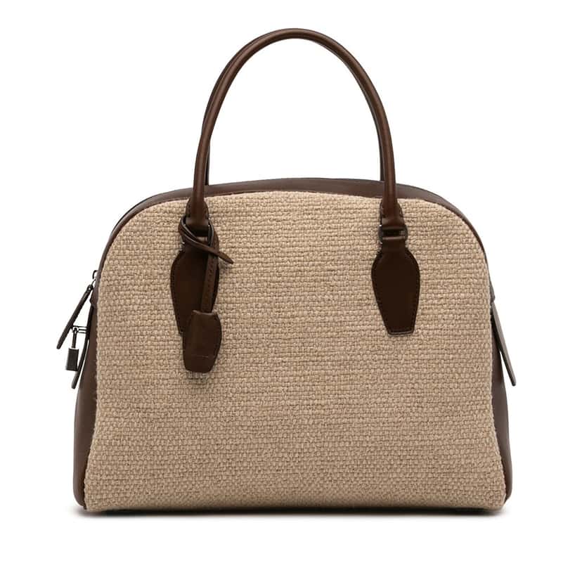 The Row Leather Trimmed Canvas India 12 Beige Very good condition - Front View