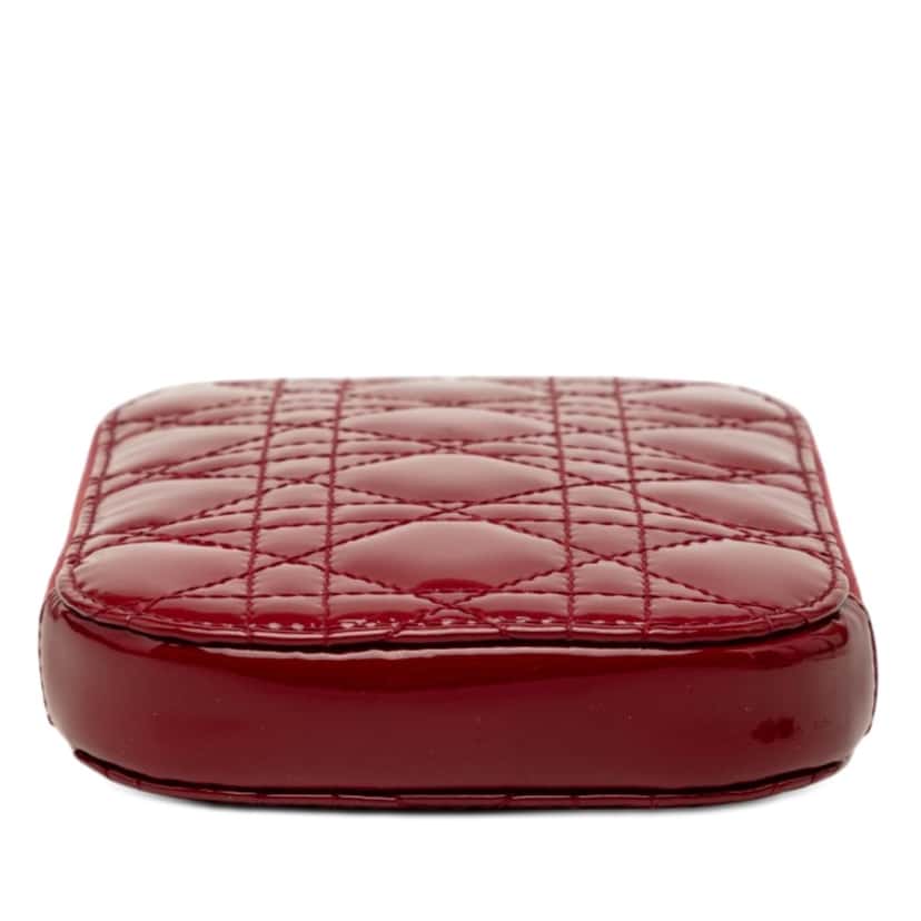 Dior Patent Cannage Lady Dior Call In Phone Holder Red Leather Very good condition - Inside View