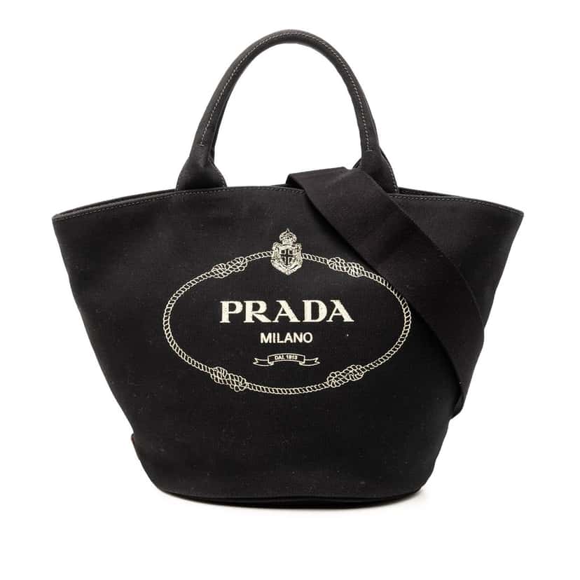 Prada Canvas Canapa Logo Satchel Black Very good condition - Front View
