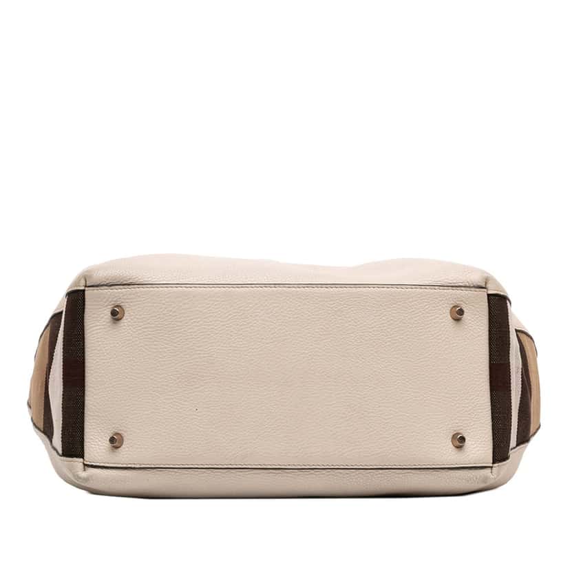 Burberry Medium Leather and House Check Canvas Maidstone Satchel Brown Leather Very good condition - Inside View