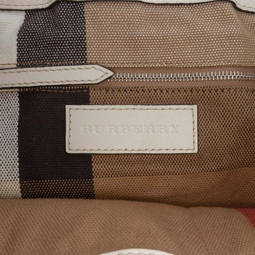 Burberry Medium Leather and House Check Canvas Maidstone Satchel Brown Leather Very good condition - Box View