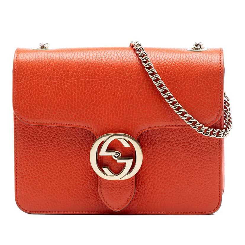Gucci Small Dollar Calfskin Interlocking G Crossbody Orange Leather Very good condition - Front View