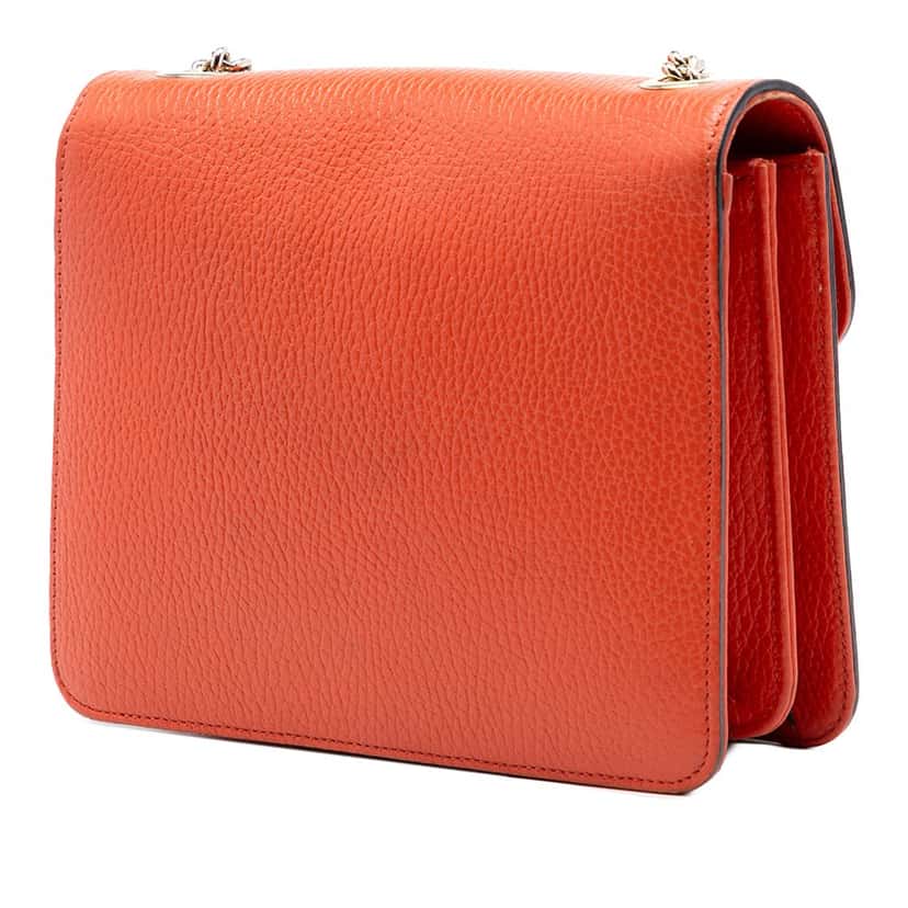 Gucci Small Dollar Calfskin Interlocking G Crossbody Orange Leather Very good condition - Back View