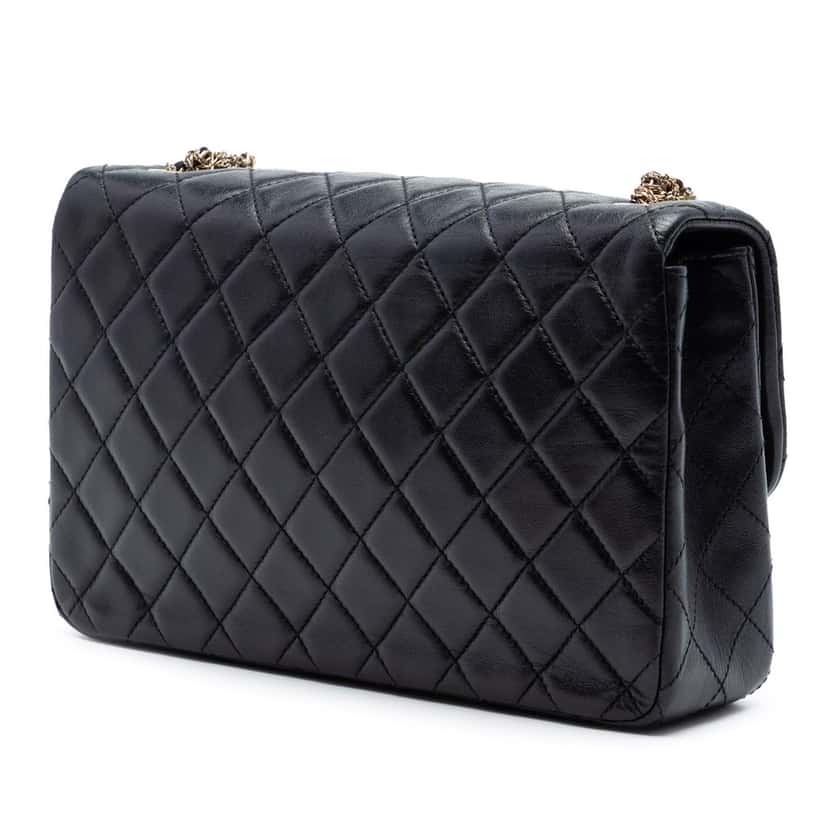 Chanel Medium Quilted Lambskin Westminster Pearl Flap Black Leather Very good condition - Back View
