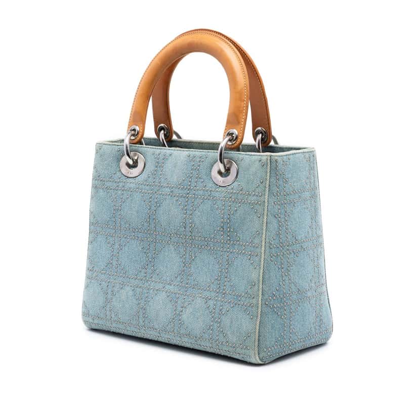 Dior Medium Denim Cannage Studded Lady Dior Blue Good condition - Back View