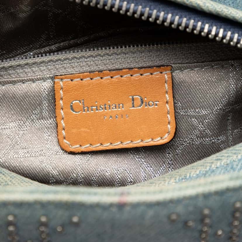 Dior Medium Denim Cannage Studded Lady Dior Blue Good condition - Box View