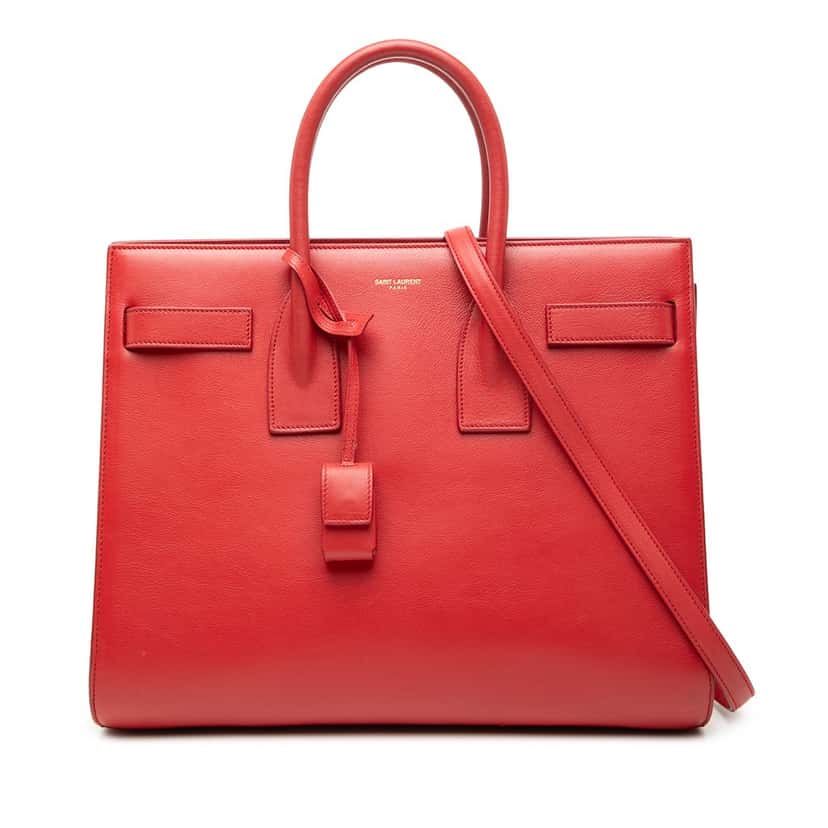Saint Laurent Small Leather Sac De Jour Satchel Red Leather Very good condition - Front View