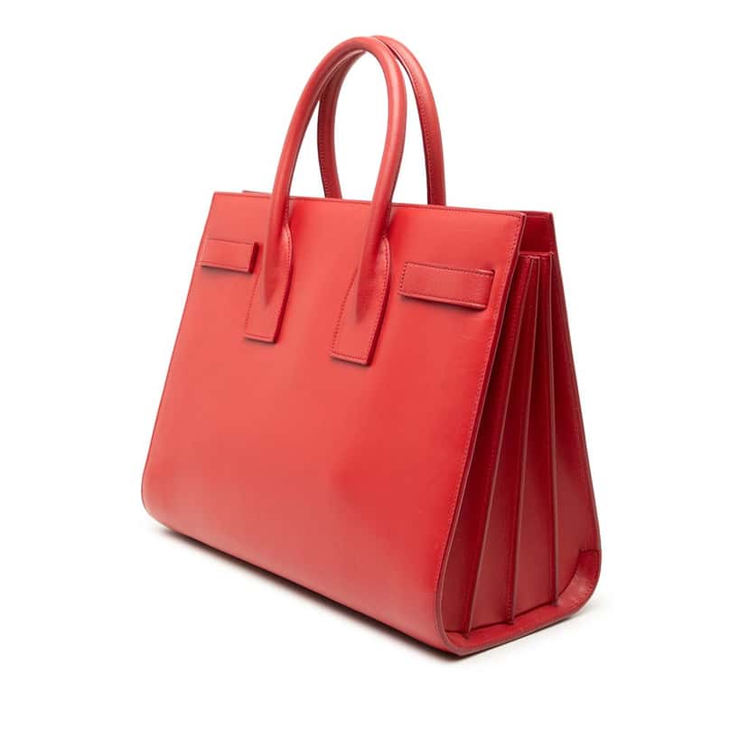 Saint Laurent Small Leather Sac De Jour Satchel Red Leather Very good condition - Back View