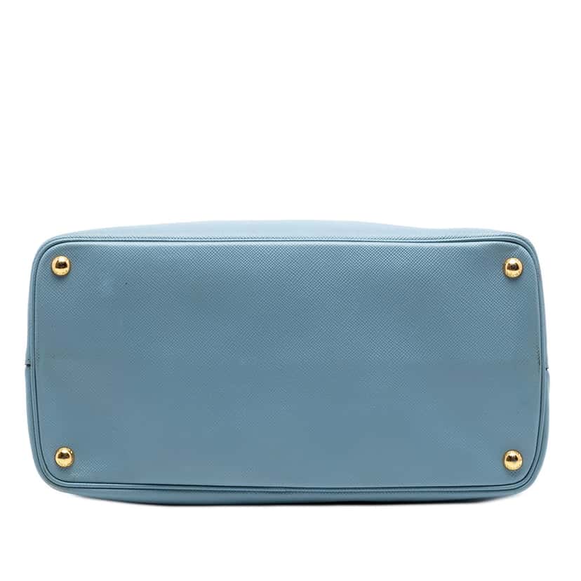 Prada Large Saffiano Cuir Double Satchel Blue Leather Very good condition - Inside View