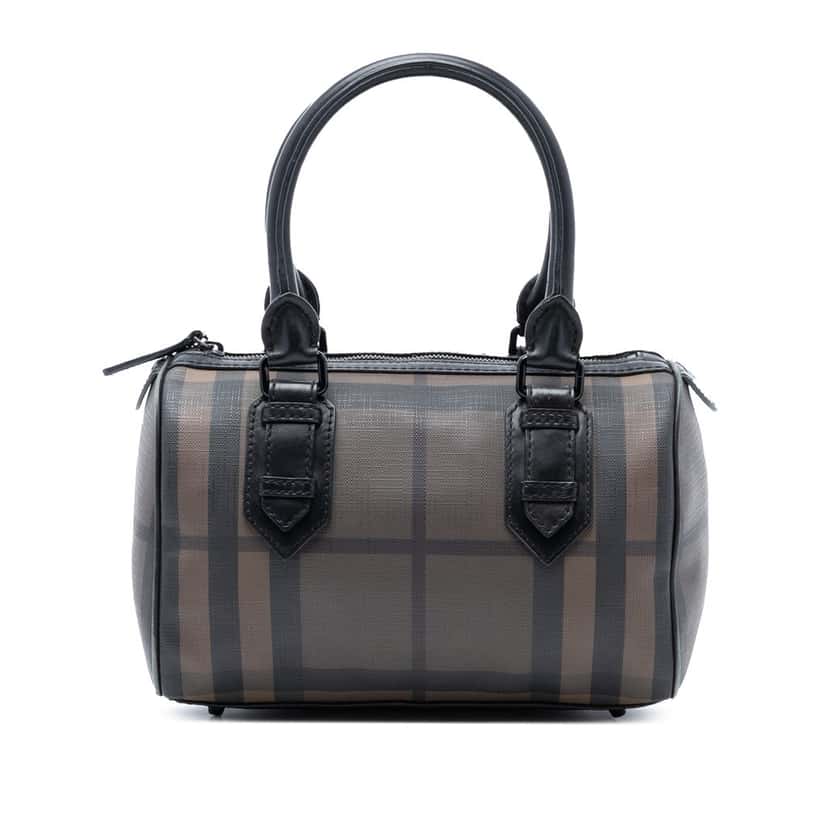 Burberry Smoke Check Coated Canvas Chester Boston Bag Brown Very good condition - Front View