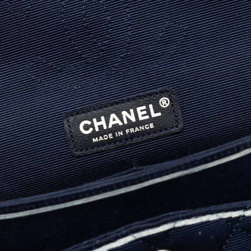 Chanel Medium Classic Printed Grosgrain Double Flap Blue Very good condition - Box View