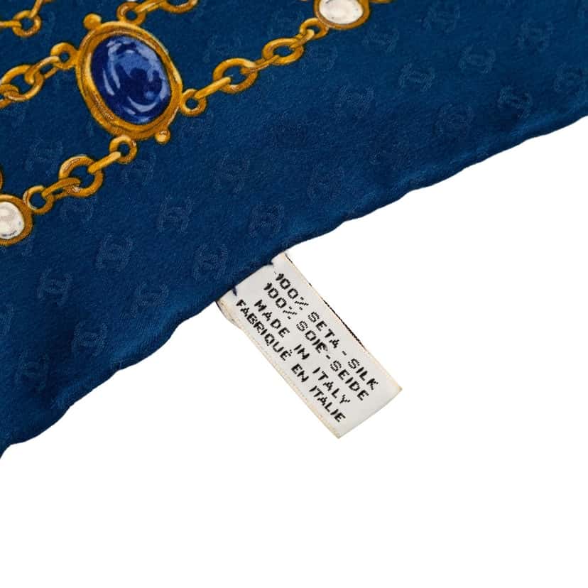 Chanel Gripoix Silk Scarf Blue Very good condition - Inside View