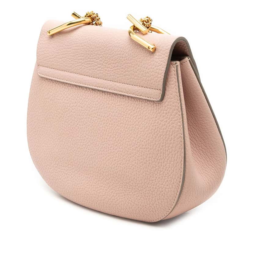 Chloé Small Grained Calfskin Drew Crossbody Pink Leather Very good condition - Back View