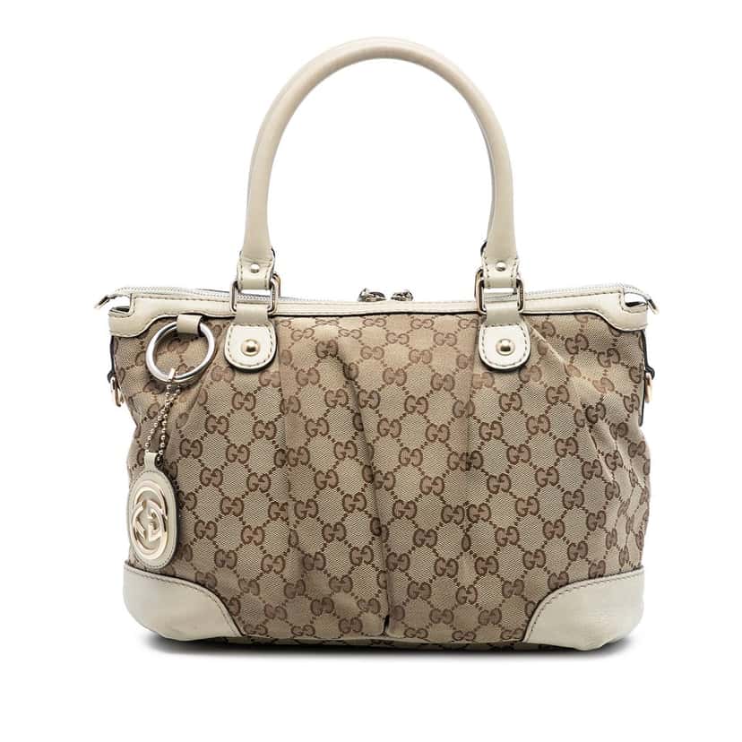 Gucci GG Canvas Sukey Satchel Beige Very good condition - Front View