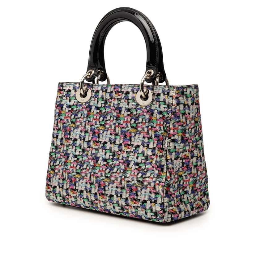 Dior Medium Multicolor Metallic Fabric and Patent Leather Lady Dior Black Very good condition - Back View