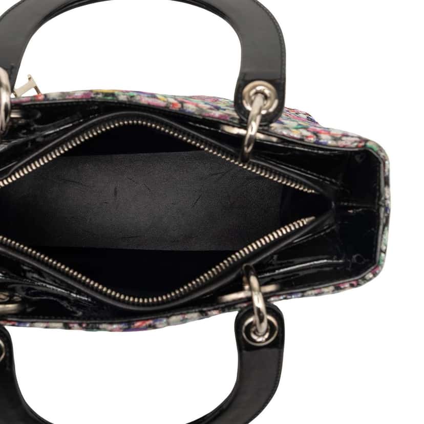 Dior Medium Multicolor Metallic Fabric and Patent Leather Lady Dior Black Very good condition - Model View