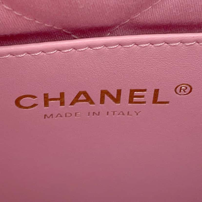 Chanel Mini Shiny Calfskin 22 Handbag Pink Leather Very good condition - Box View