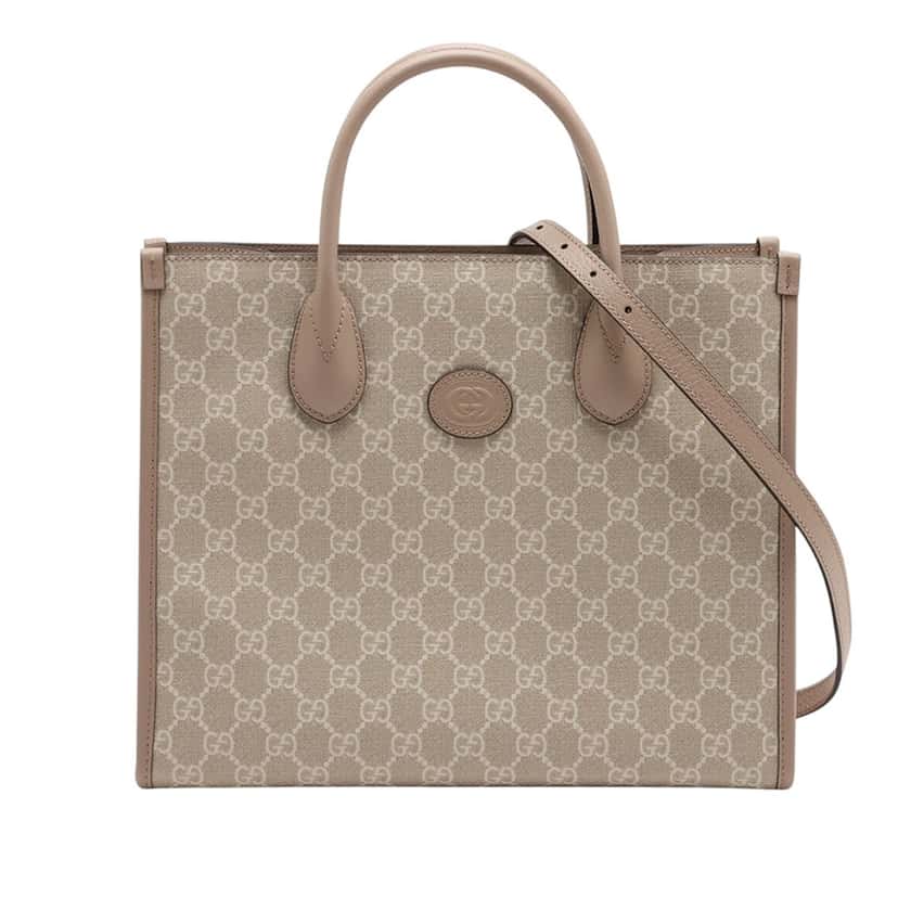 Gucci Small GG Supreme Interlocking G Tote Beige Very good condition - Front View