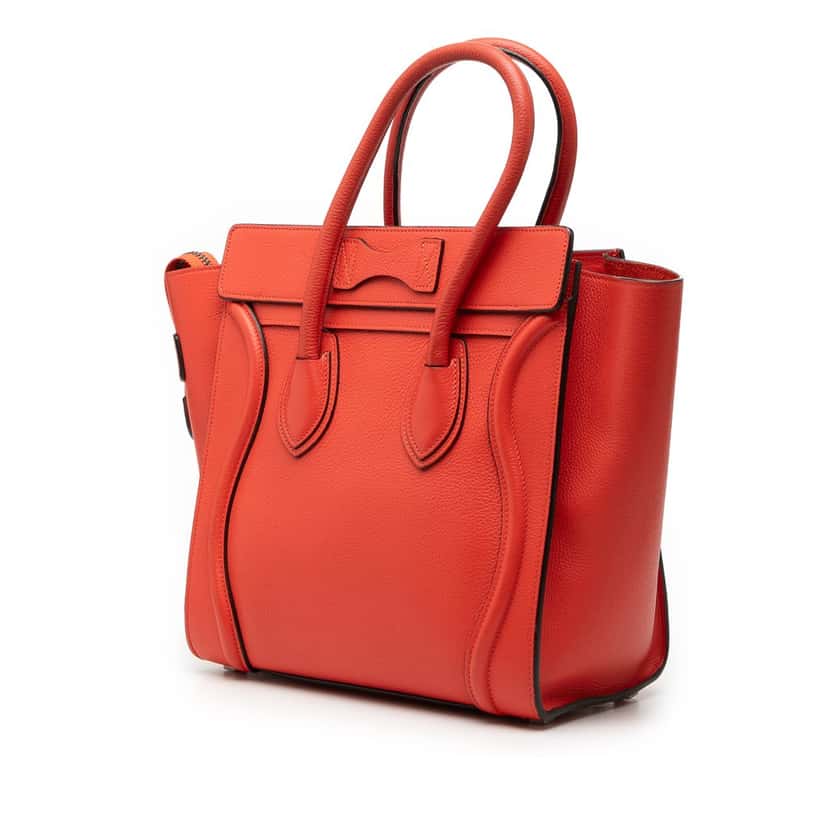 Celine Micro Leather Luggage Tote Orange Leather Very good condition - Back View