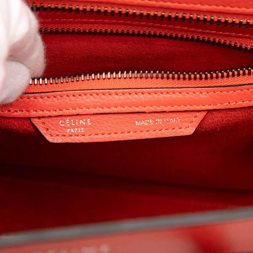 Celine Micro Leather Luggage Tote Orange Leather Very good condition - Box View