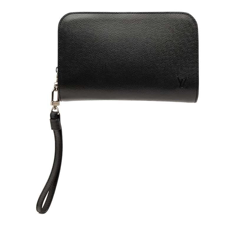 Louis Vuitton Taiga Pochette Baikal Black Leather Very good condition - Front View