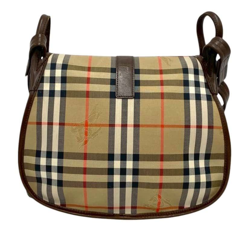 Burberry Haymarket Check Canvas Flap Crossbody Beige Very good condition - Back View