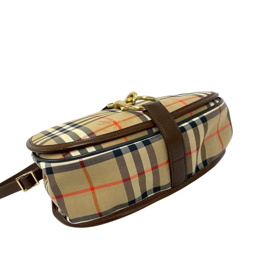 Burberry Haymarket Check Canvas Flap Crossbody Beige Very good condition - Box View