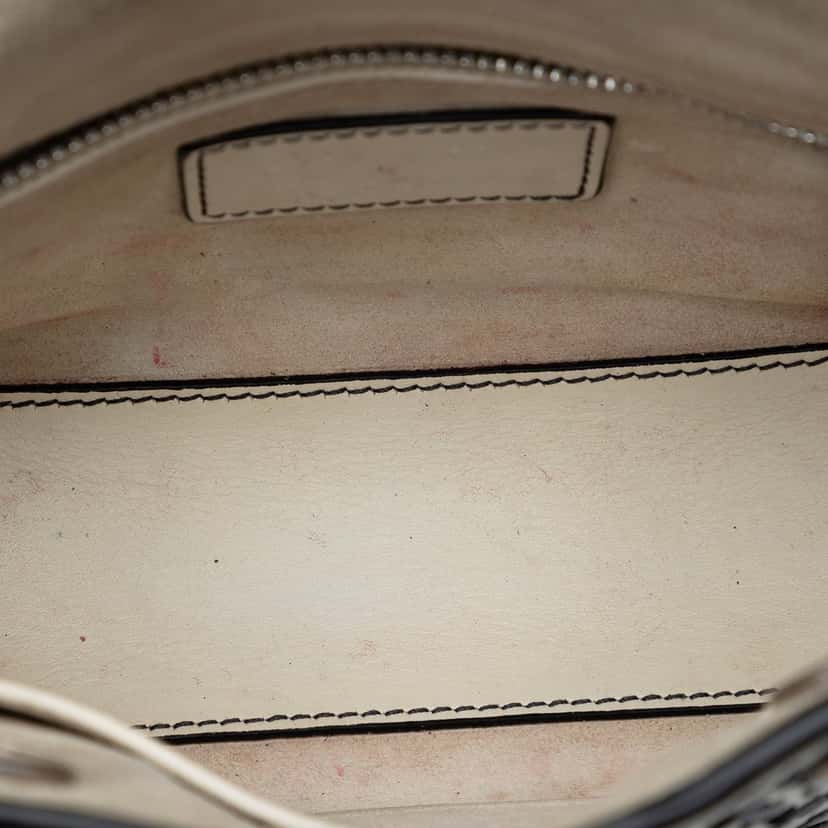 Dior Mini Calfskin Flower Embroidered Lady Dior White Leather Very good condition - Model View