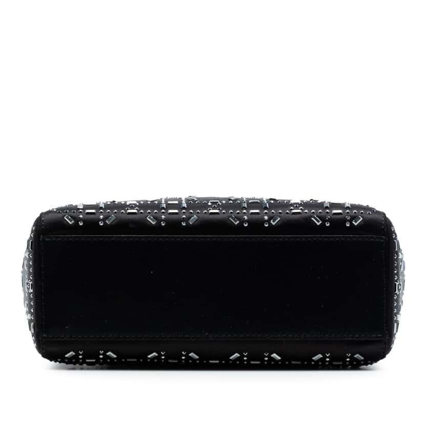 Dior Mini Satin Cannage Strass Crystal Embellished Lady Dior Black Very good condition - Inside View