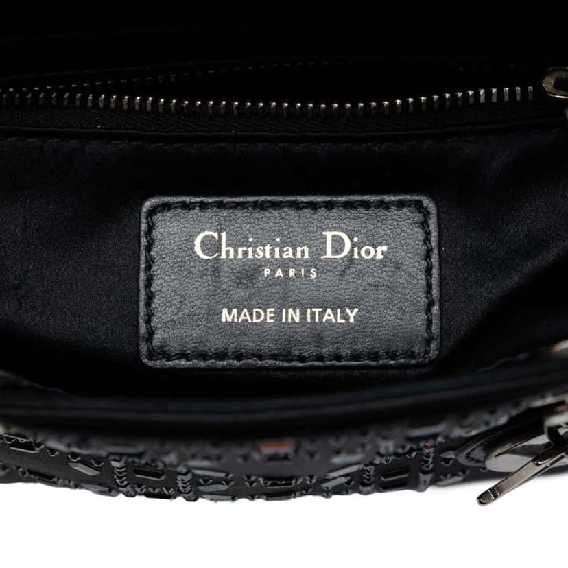 Dior Mini Satin Cannage Strass Crystal Embellished Lady Dior Black Very good condition - Box View