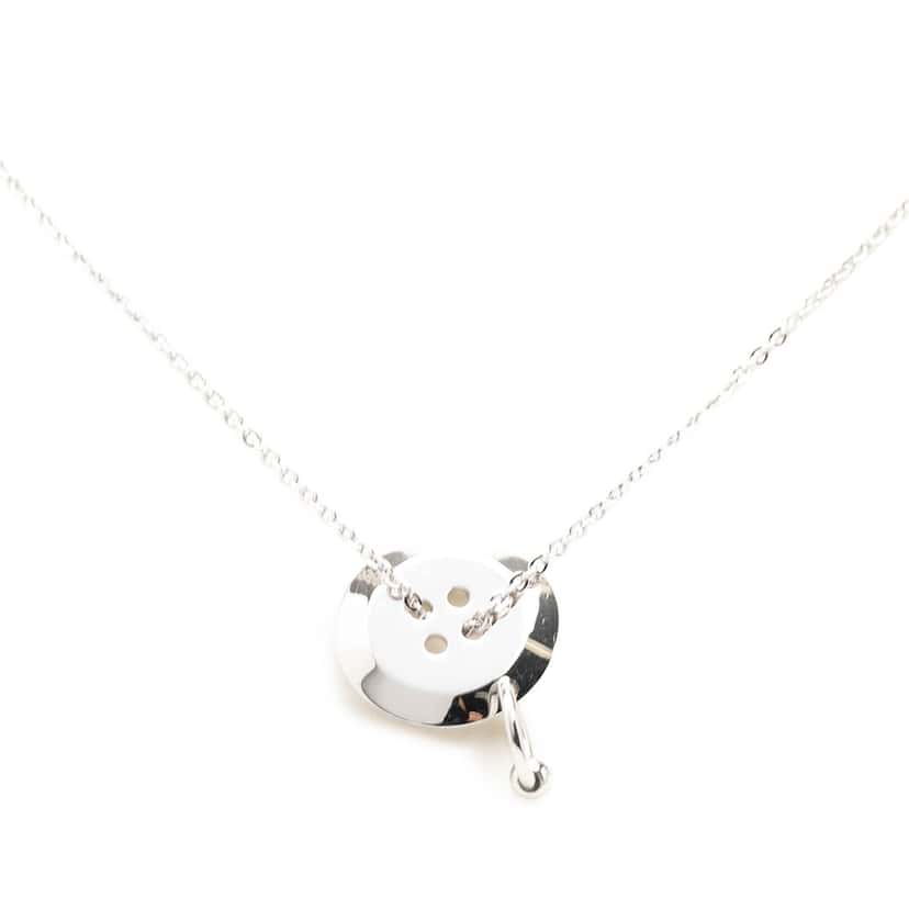 Dior Brass Button Pendant Necklace Silver Metal Very good condition - Inside View