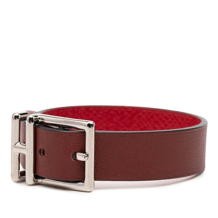 Hermès Leather Nathan Bracelet T4 Red Leather Very good condition - Back View