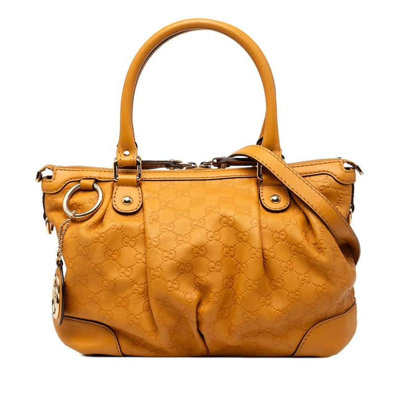 Gucci Guccissima Sukey Satchel Yellow Leather Very good condition - Front View