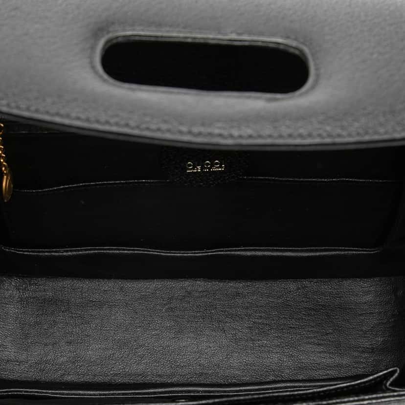 Gucci Grained Calfskin Bamboo Night Black Leather Very good condition - Model View