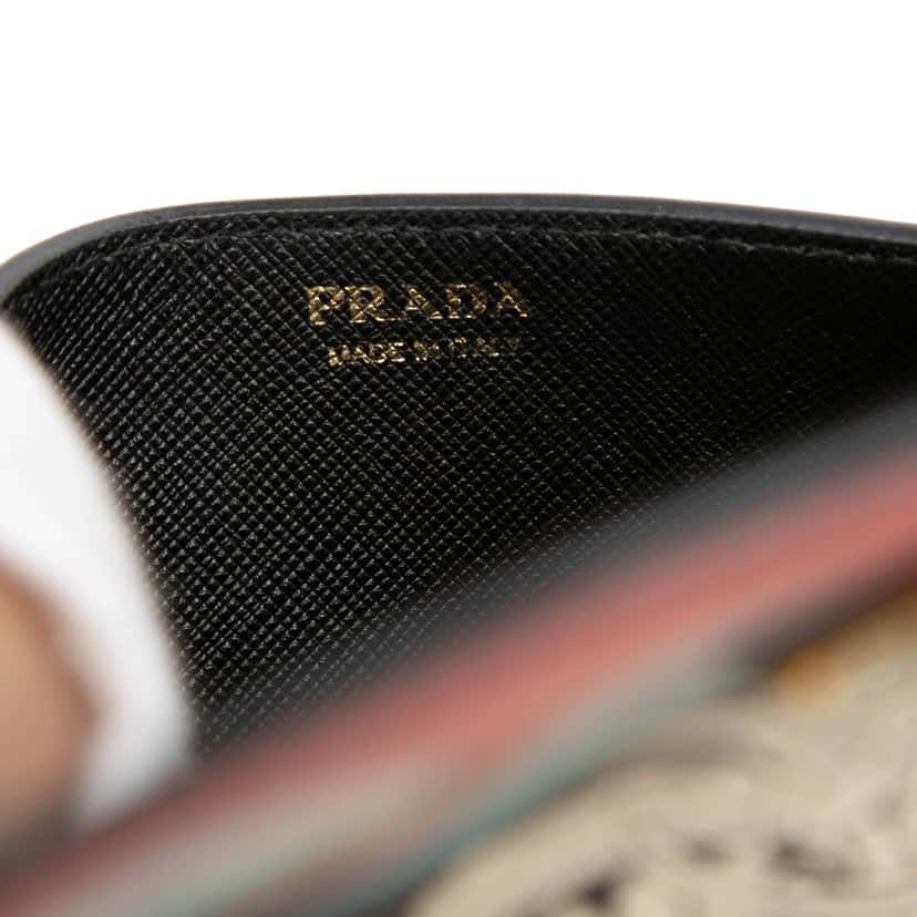 Prada Saffiano Floral Flame Print Wallet on Chain Black Leather Very good condition - Box View
