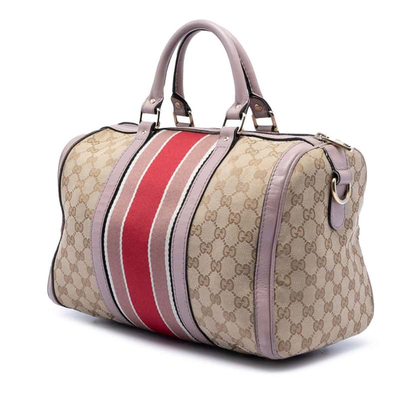 Gucci Medium GG Canvas Web Joy Boston Bag Beige Very good condition - Back View
