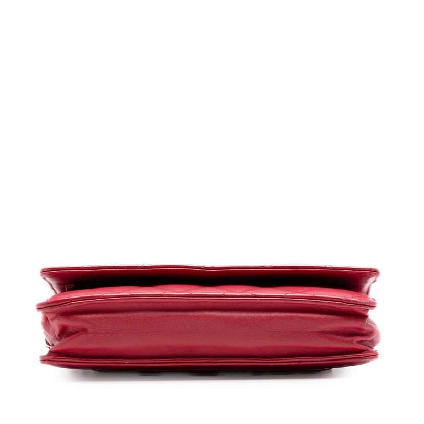 Chanel CC Quilted Lambskin Wallet on Chain Red Leather Very good condition - Inside View