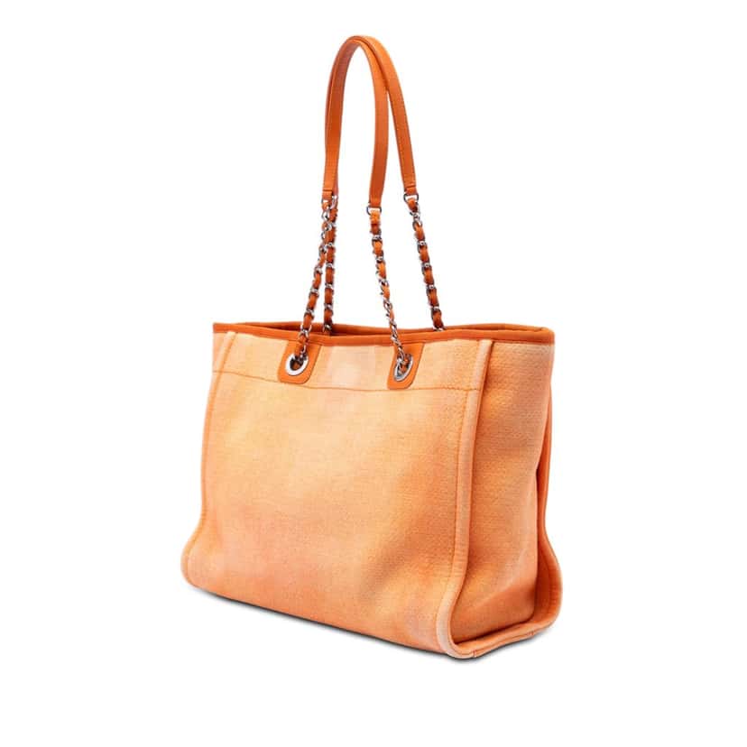 Chanel Small Canvas Deauville Tote Orange Never worn, with tag - Back View