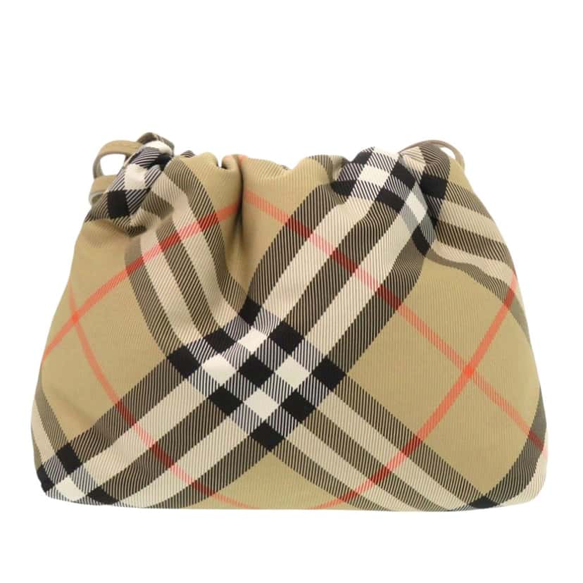 Burberry Supernova Check Nylon Drawstring Pouch Beige Very good condition - Back View
