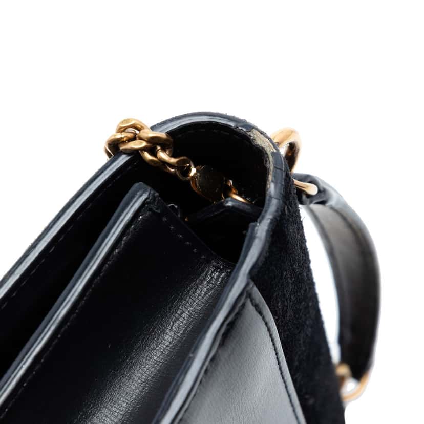 Saint Laurent Medium Suede and Calfskin Monogram Sunset Top Handle Bag Black Leather Very good condition - Model View